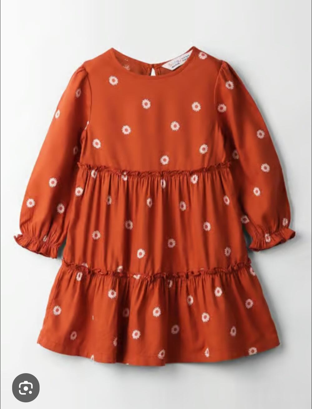 Beebay Girls Daisy Print Tiered Long Sleeve Dress 3T NWT